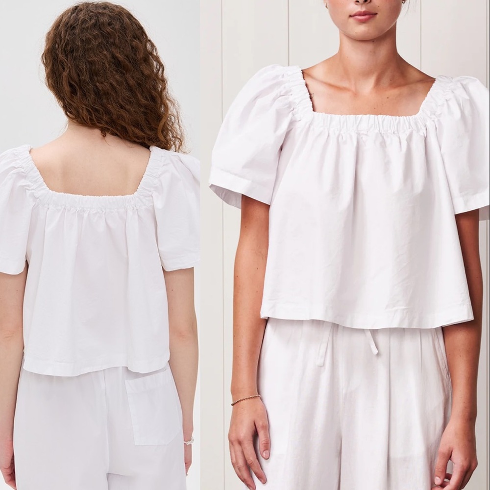 NWT GAP White Short Sleeve Blouse size XXL